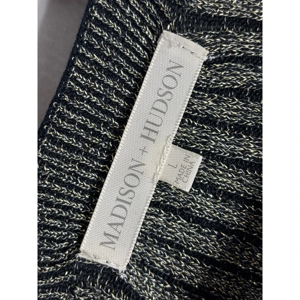 Madison Hudson‎ Metallic Striped Wrap Front Cutout Back Sweater Womens Size L